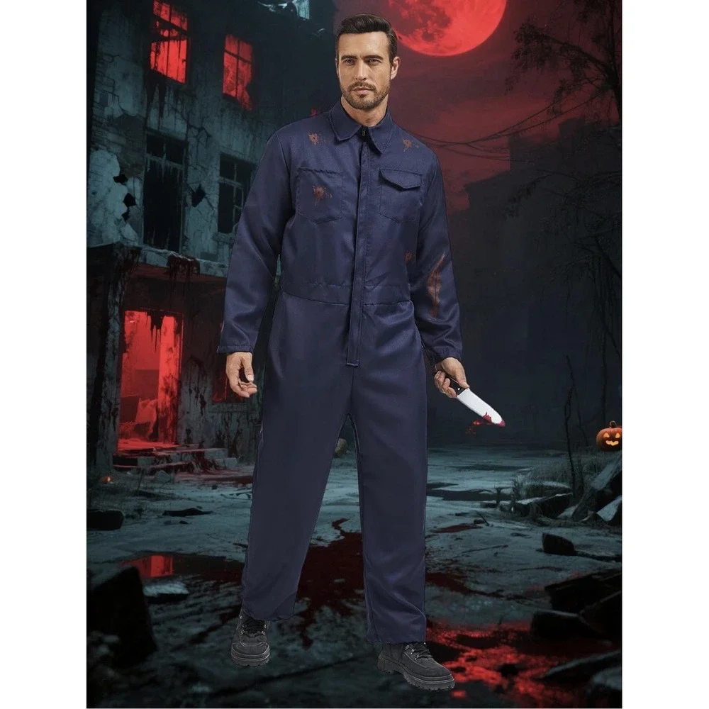 XXL - Michael Myers Adults Killer Costume with Blood Mask Knife Scary Halloween